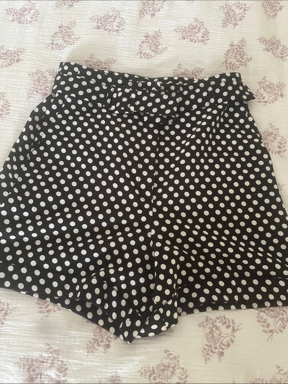 Express Black and White Polka Dot High-Waist Shorts